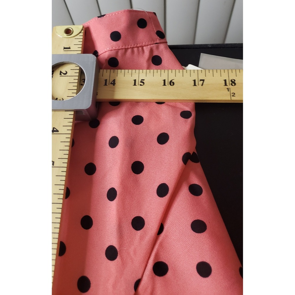 Melograno Rico Pink Black Polka Dot Ruffle High-Low Midi Skirt L Pinup Retro - Picture 7 of 9